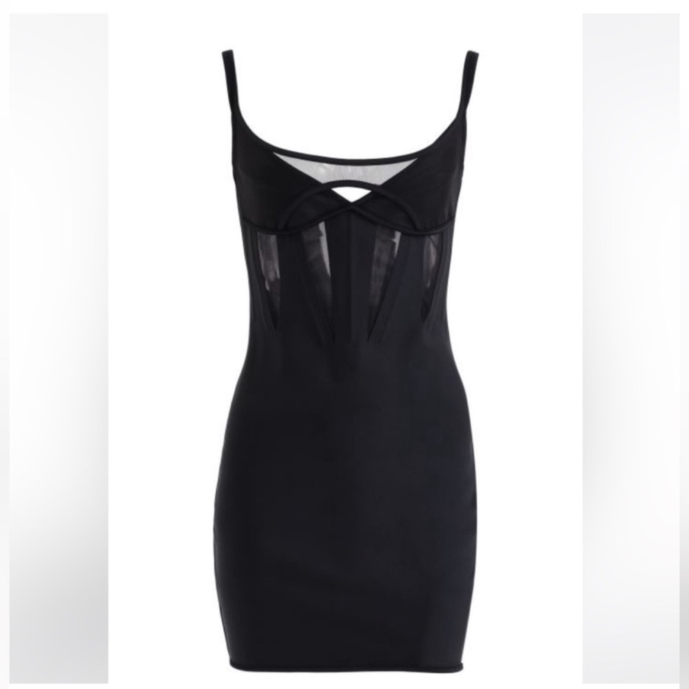 NEW Mugler x H&M Corset Mini Dress Black Size M